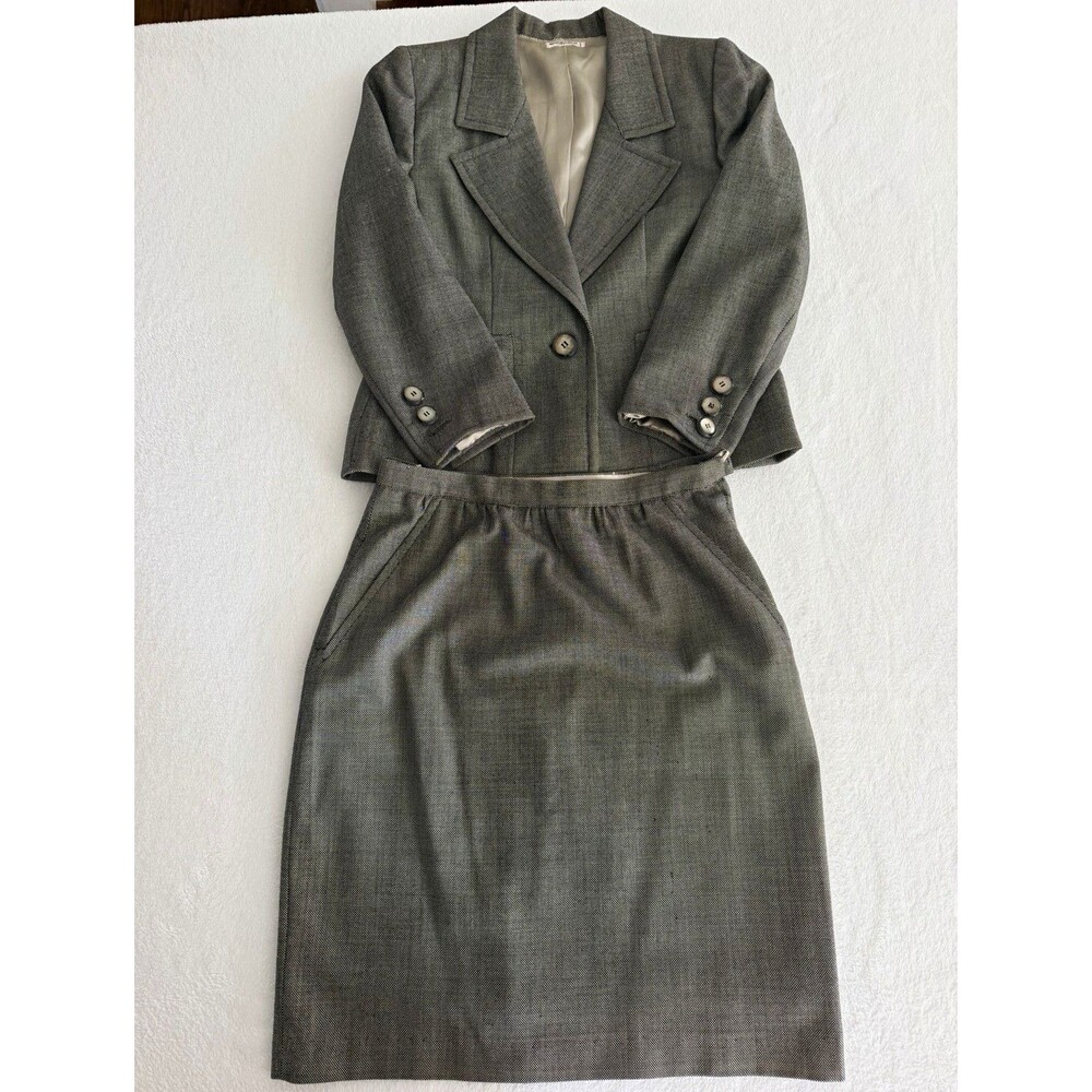 Vintage Yves Saint Laurent Rive Gauche Wool Skirt Suit Set - Fits US 6 (Fr 40)